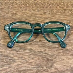 Moscot Green Eyeglasses with clip-on sunglasses